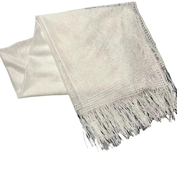 Lace Shawl White Evening Dress Party Dinner Shawl Coverup Lace Floral - Picture 3 of 4